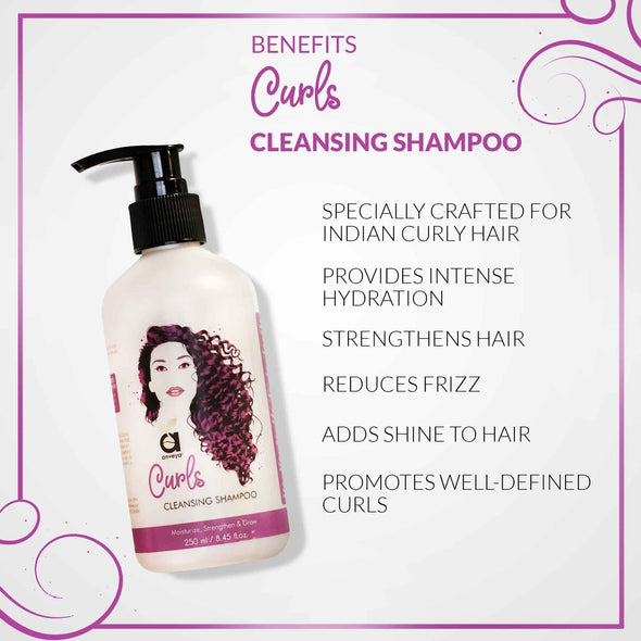 CURLS CLEANSING SHAMPOO, 250ML, FOR BOUNCY & TANGLE-FREE, CURLY HAIR