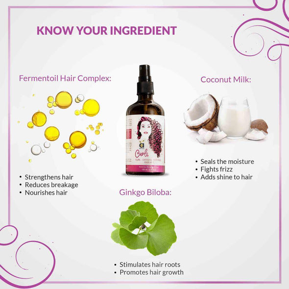 CURLS HAIR MIST, 100ML FOR CURL-DEFINING, ANTI-FRIZZ, CURLY HAIR