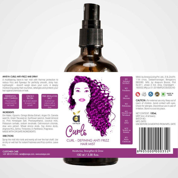 CURLS HAIR MIST, 100ML FOR CURL-DEFINING, ANTI-FRIZZ, CURLY HAIR