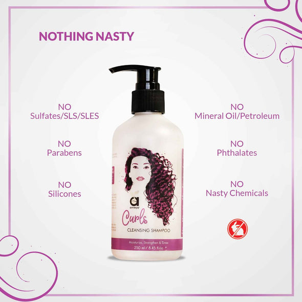 CURLS CLEANSING SHAMPOO, 250ML, FOR BOUNCY & TANGLE-FREE, CURLY HAIR